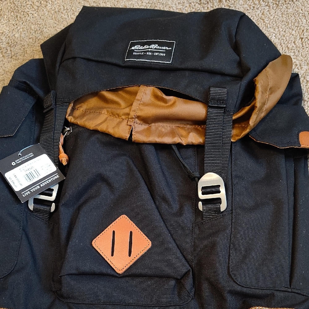 Eddie Bauer Black and Tan Backpack